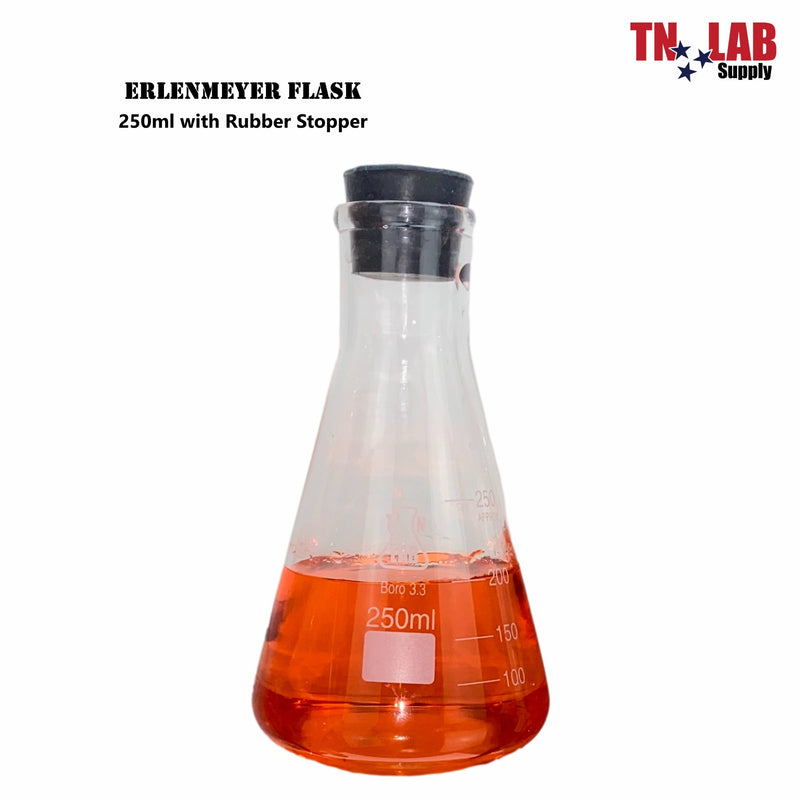 TN LAB Erlenmeyer Conical Flask Borosilicate Glass w-Stopper 250ml