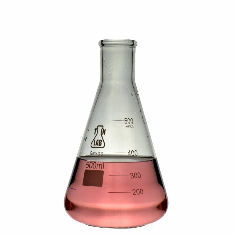 TN LAB Erlenmeyer Conical Flask Borosilicate Glass 500ml