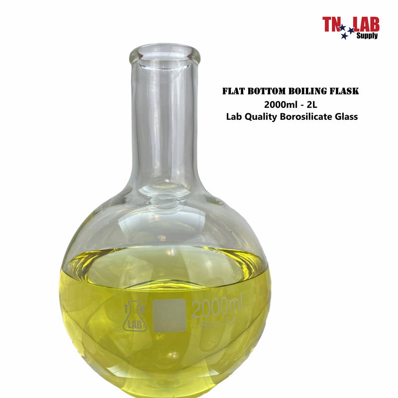 TN LAB Supply Flat Bottom Florence Flask Borosilicate 3.3 Glass 2000ml 2L