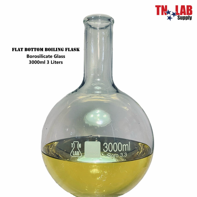 TN LAB Supply Flat Bottom Florence Flask Borosilicate 3.3 Glass 3000ml 3L