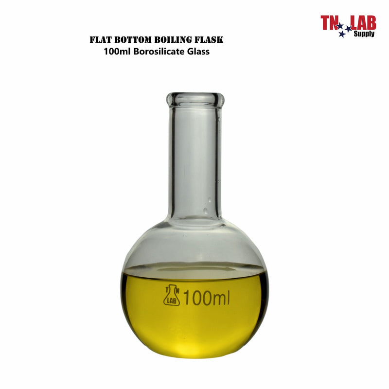 TN LAB Supply Flat Bottom Florence Flask Borosilicate 3.3 Glass 100ml