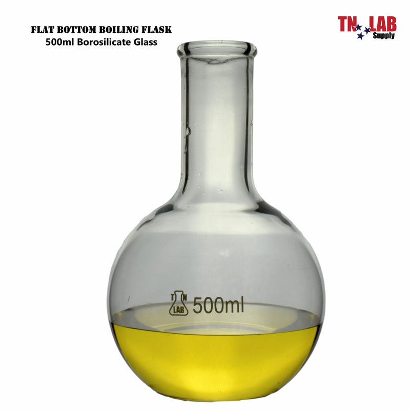 TN LAB Supply Flat Bottom Florence Flask Borosilicate 3.3 Glass 500ml