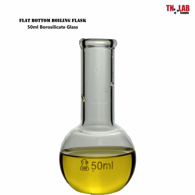 TN LAB Supply Flat Bottom Florence Flask Borosilicate 3.3 Glass 50ml
