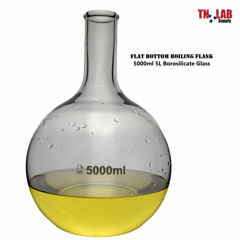 TN LAB Supply Flat Bottom Florence Flask Borosilicate 3.3 Glass 5000ml 5 Liter