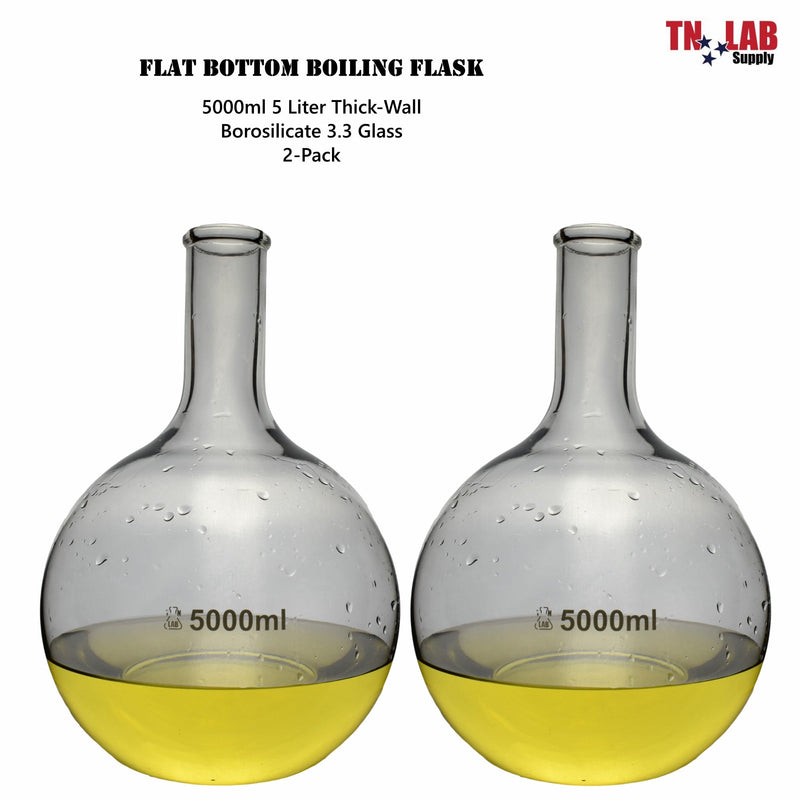 TN LAB Flat Bottom Boiling Flask 5000ml 5L 2-Pack