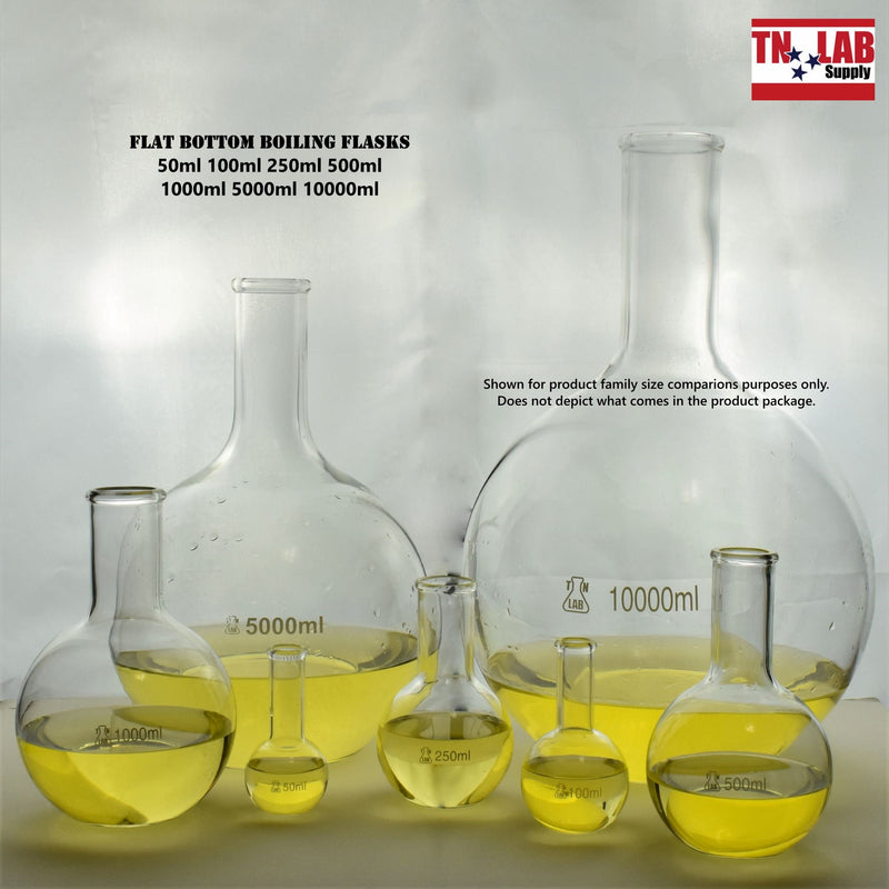 TN LAB Supply Flat Bottom Florence Flask Borosilicate 3.3 Glass Family
