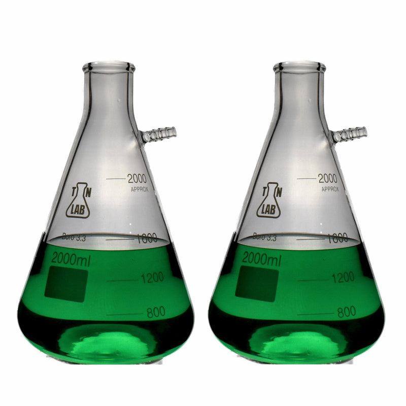 TN LAB Filter Vacuum Flask Borosilicate Glass 2000ml 2 Liter 2-Pack