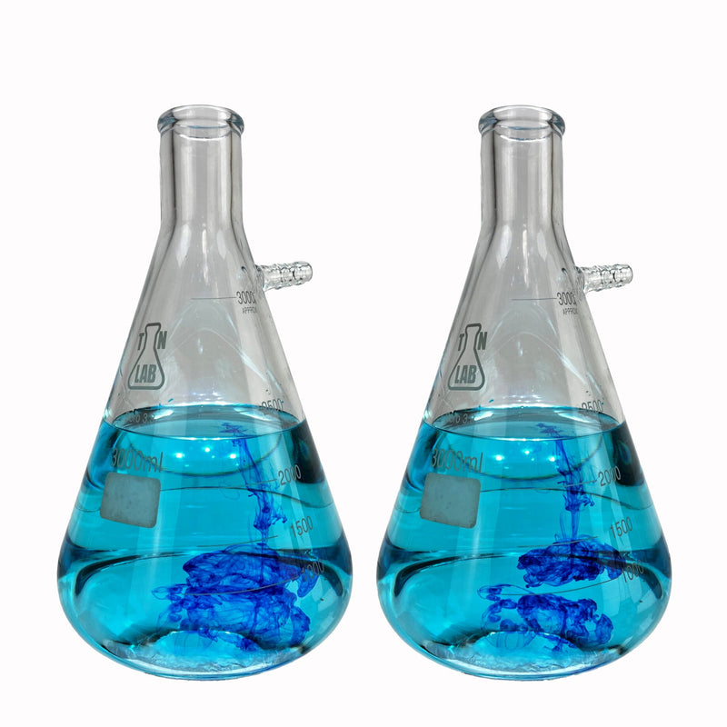 TN LAB Filter Vacuum Flask Borosilicate Glass 3000ml 3 Liter 2-Pack