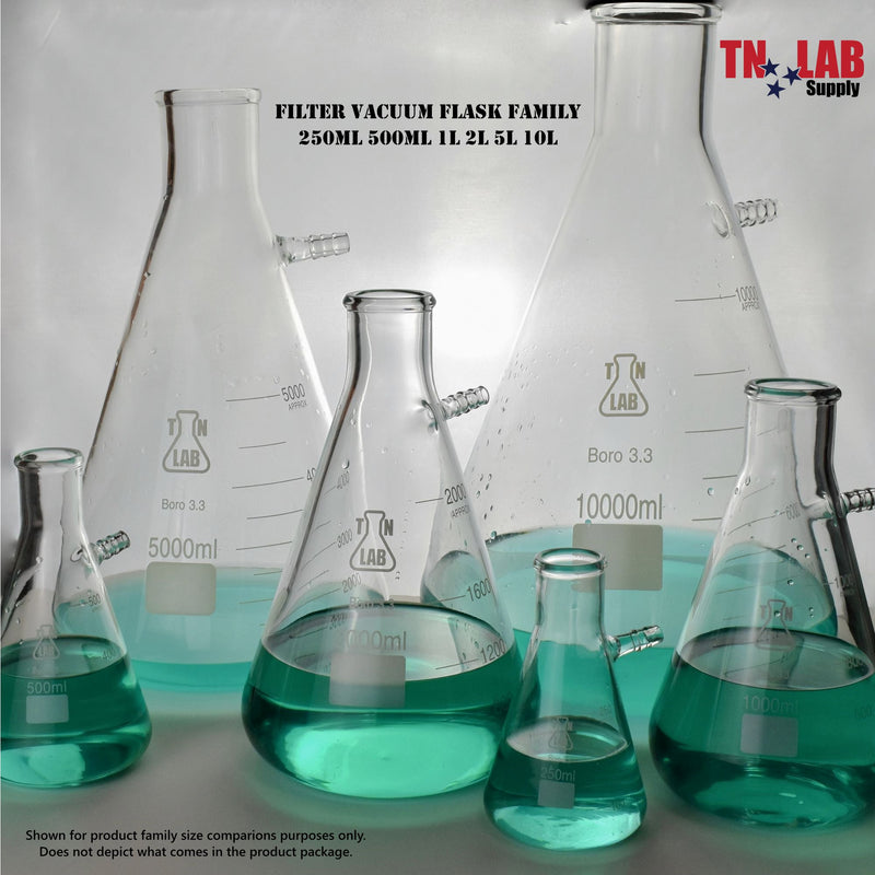TN LAB Filter Flask Vacuum Flask Buchner Flask Borosilicate 3.3 Glass Family