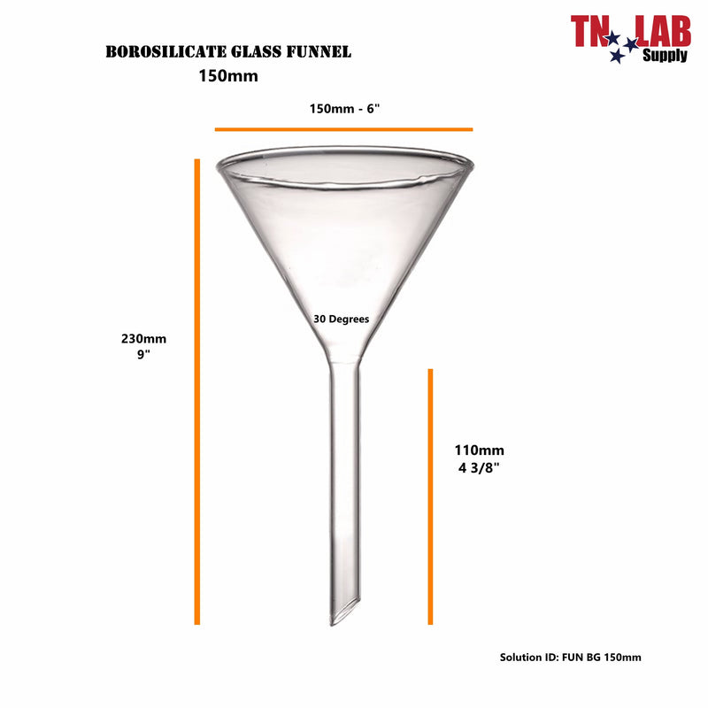 TN LAB Funnel Borosilicate Glass 150mm Info