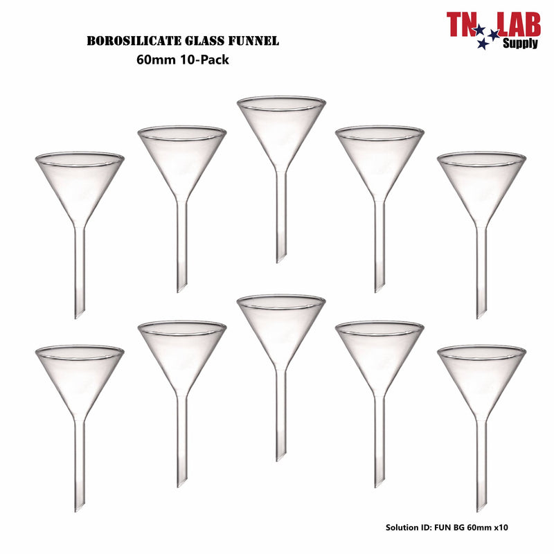 TN LAB Lab Funnel Borosilicate Glass 60mm 10-Pack
