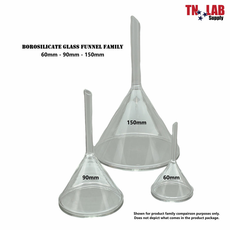 TN LAB Funnel Borosilicate Glass Family 60mm - 90mm - 150mm