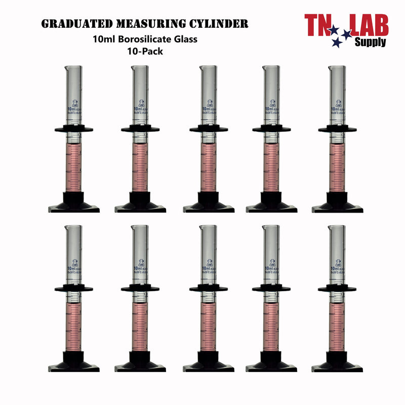 TN LAB Supply Graduated Measuring Cylinder Borosilicate Glass 10ml 10-Pack