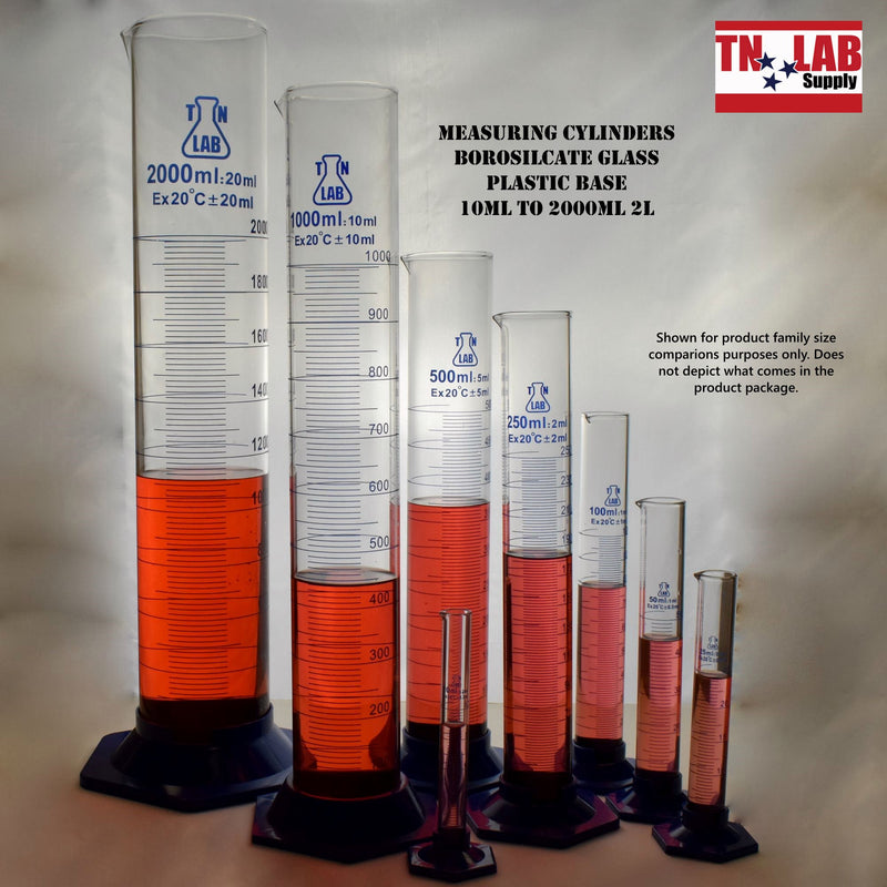 Measuring Cylinder 25ml Class A Borosilicate Glass with Plastic Base 10-Pack