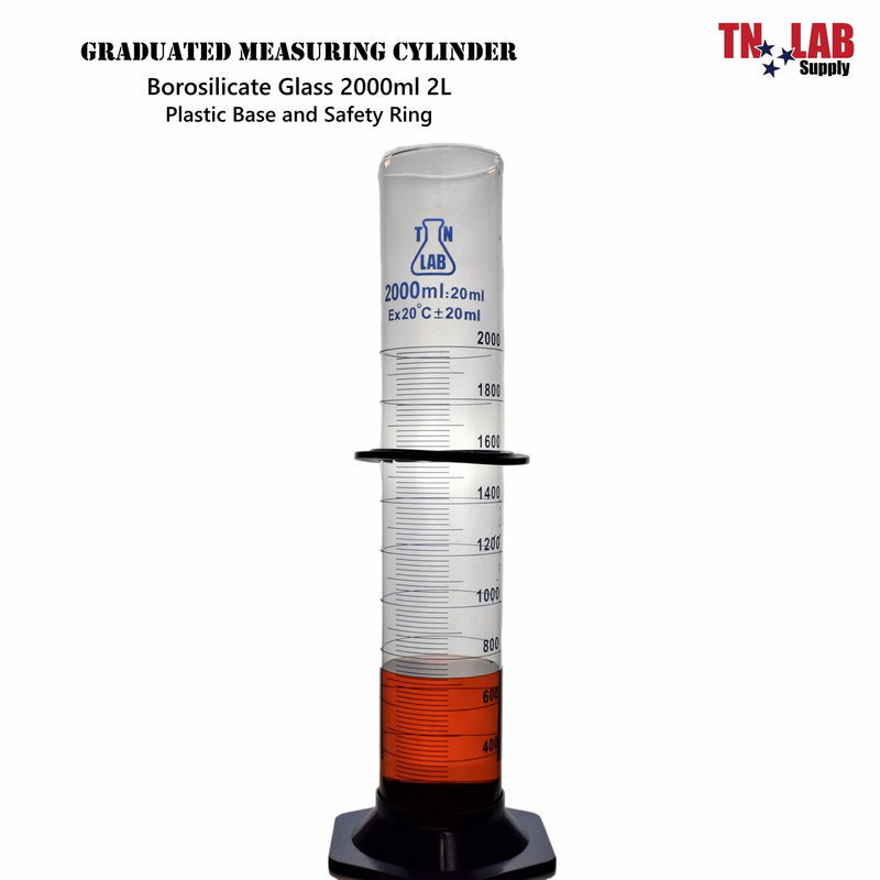 TN LAB Supply Graduated Measuring Cylinder Borosilicate Glass 2000ml 2 Liter
