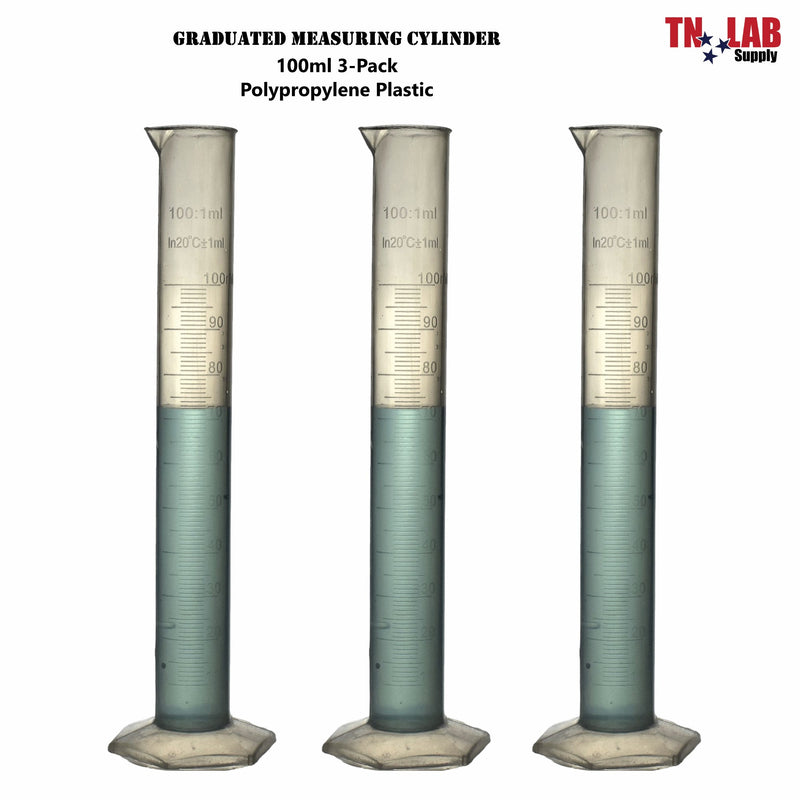 TN LAB Graduated Measuring Cylinder Polypropylene 100ml 3-Pack