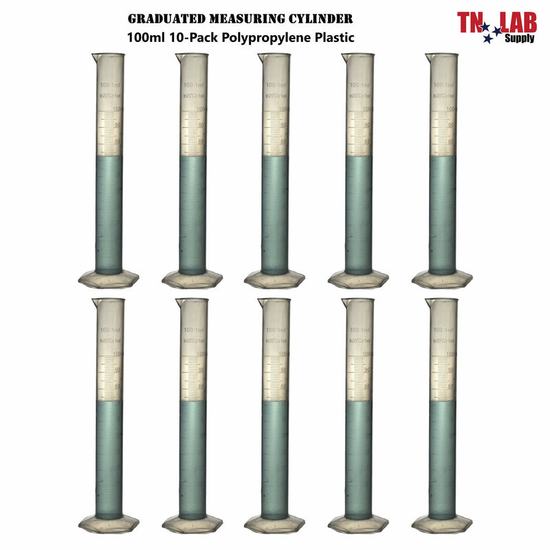 TN LAB Supply Measuring Cylinder Graduated Polypropylene 100ml 10-Pack