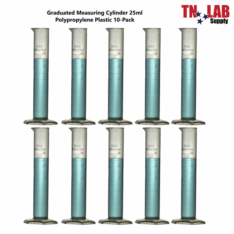 TN LAB Supply Measuring Cylinder Graduated Polypropylene 25ml 10-Pack