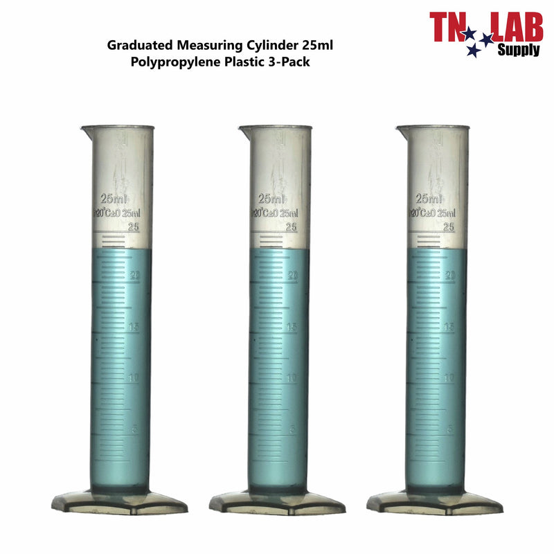 TN LAB Supply Measuring Cylinder Graduated Polypropylene 25ml 3-Pack