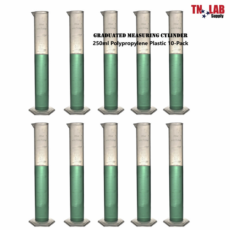 TN LAB Graduated Measuring Cylinder Polypropylene 250ml 10-Pack