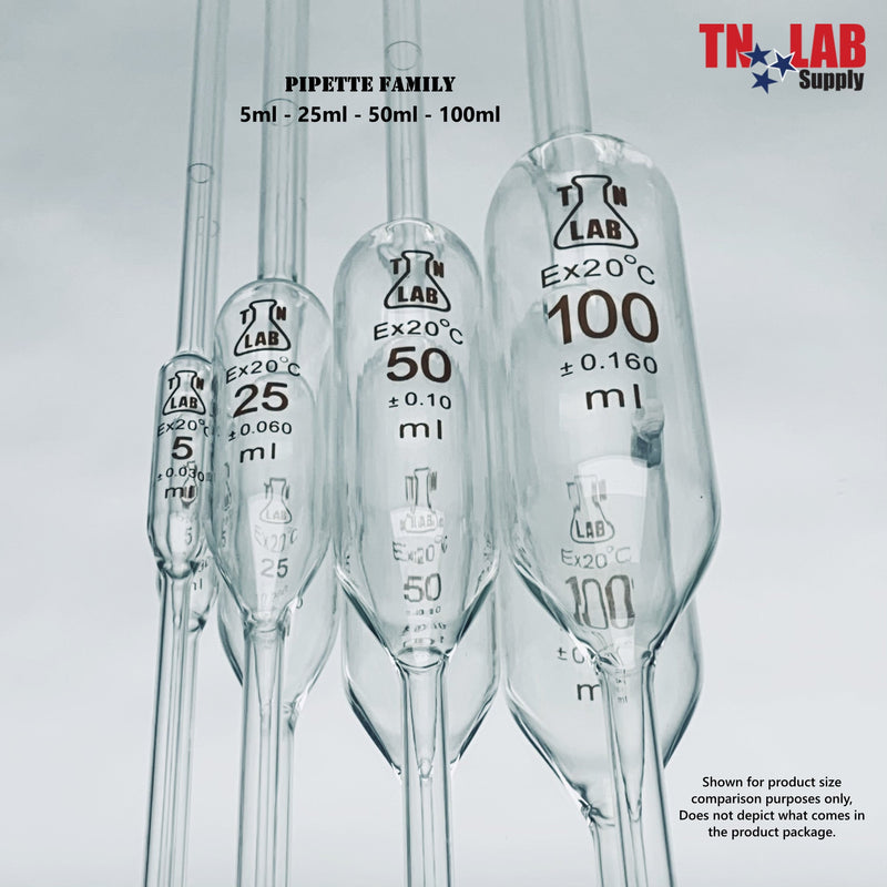 Pipette Volumetric Bulb Form 50 ml Borosilicate Glass 50ml 0.10ml Accuracy Red