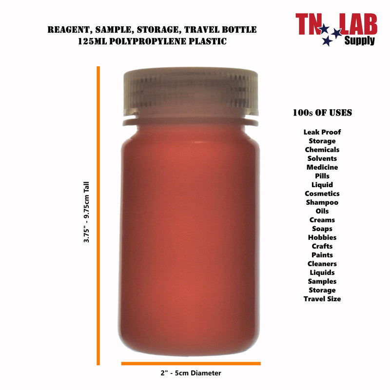 TN LAB Supply Reagent Sample Storage Bottle Polypropylene 125ml Measurements