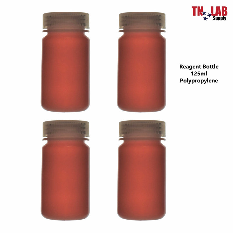 TN LAB Supply Reagent Sample Storage Bottle Polypropylene 125ml 4-Pack