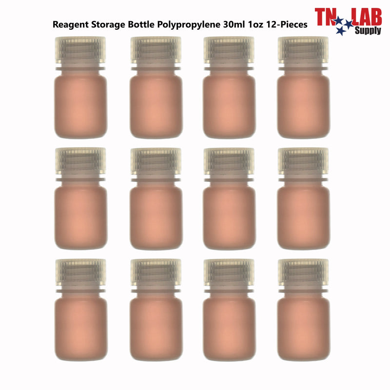 TN LAB Supply Reagent Sample Storage Bottle Polypropylene 30ml 12-Pack