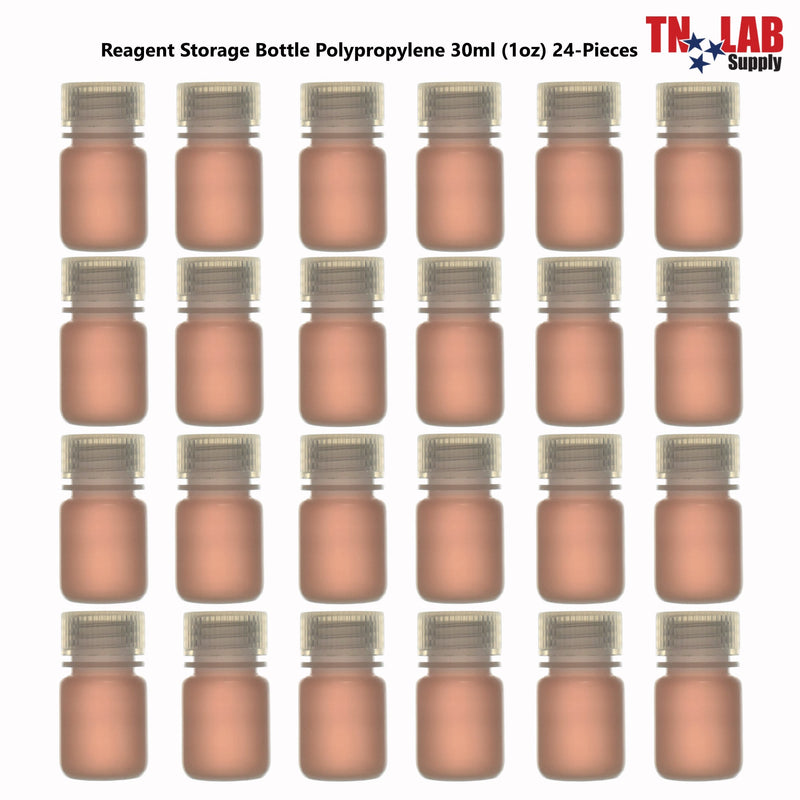 TN LAB Supply Reagent Sample Storage Bottle Polypropylene 30ml 24-Pack