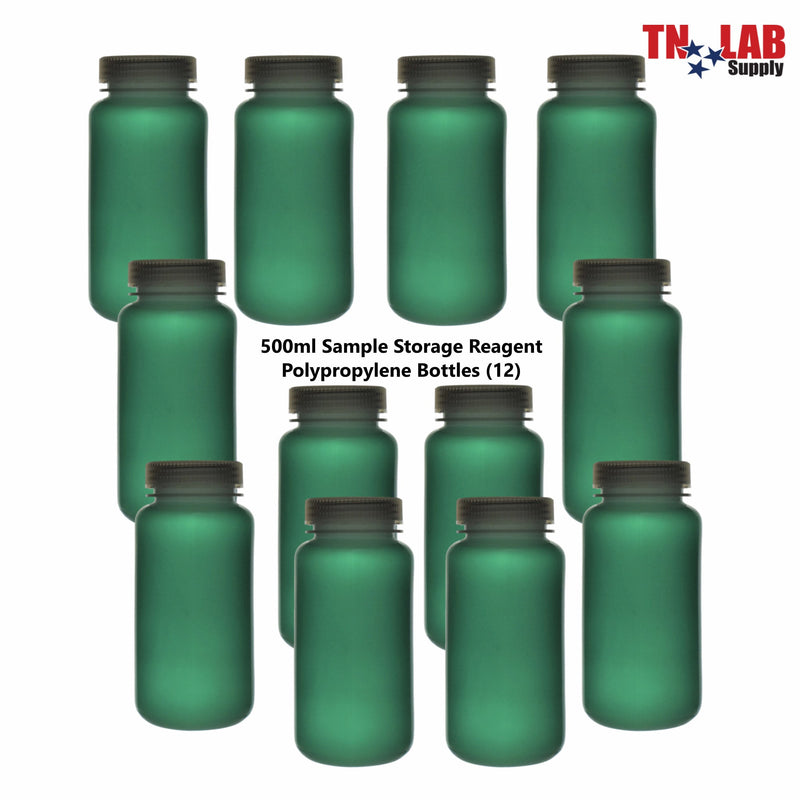 TN LAB Supply Reagent Sample Storage Bottle Polypropylene 500ml 12-Pack