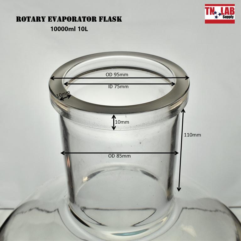 TN LAB Supply Rotary Evaporator Flask 10L Dimensions