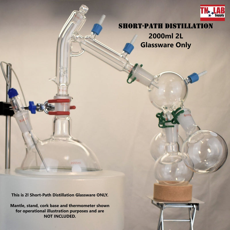 TN LAB Supply Short-Path Distillation Glassware Only 2000ml 2L B