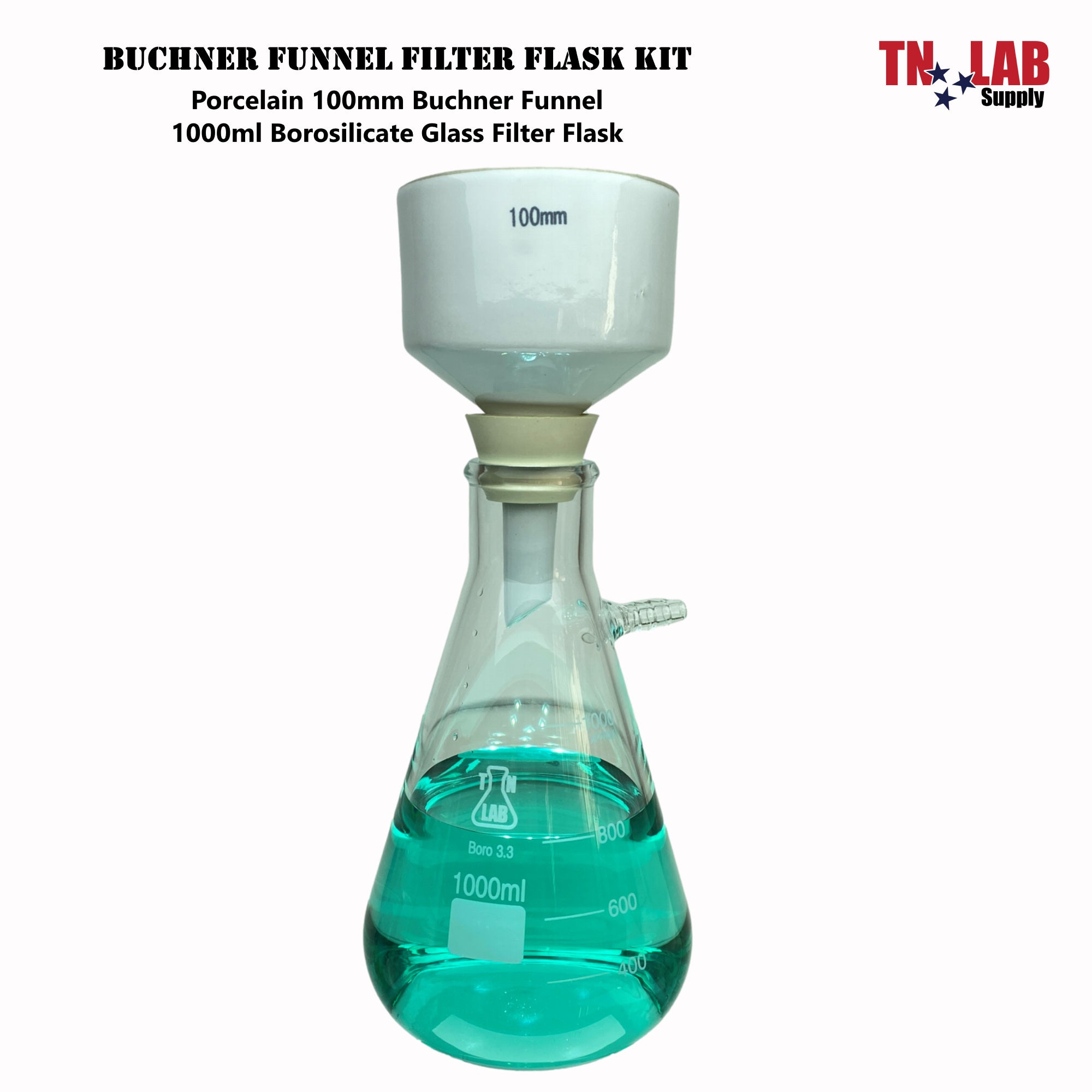 Buchner Funnel Kit Filter Flask SET 100mm Funnel and 2000ml 2L Vacuum