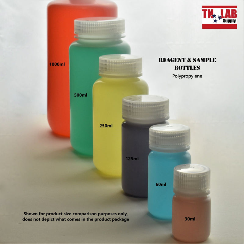 TN LAB Supply Reagent Sample Storage Bottle Polypropylene 30ml 60ml 125ml 250ml 500ml 1000ml 1L