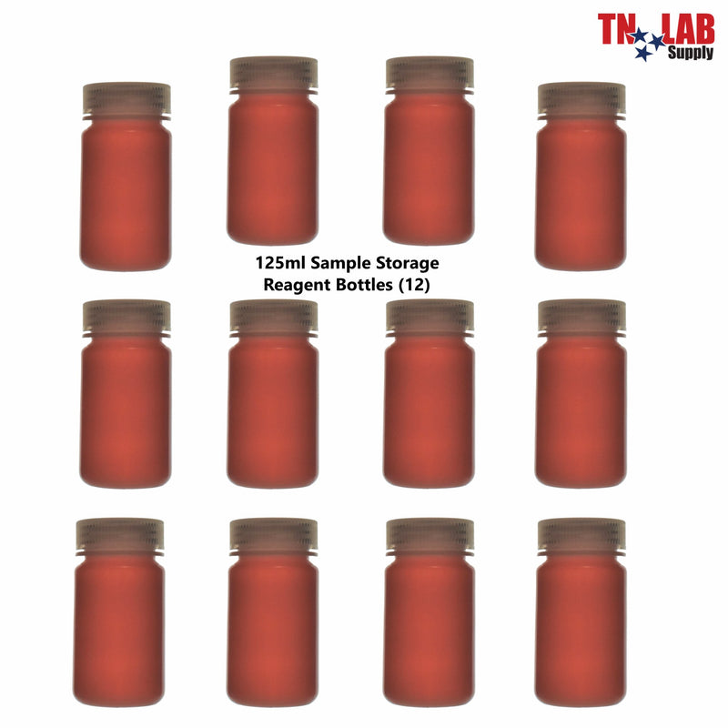TN LAB Supply Reagent Sample Storage Bottle Polypropylene 125ml 12-Pack