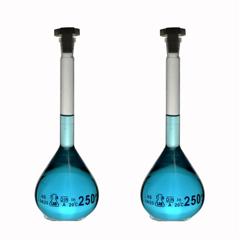 TN LAB Supply Volumetric Flask Borosilicate Glass 250ml 2-Pack
