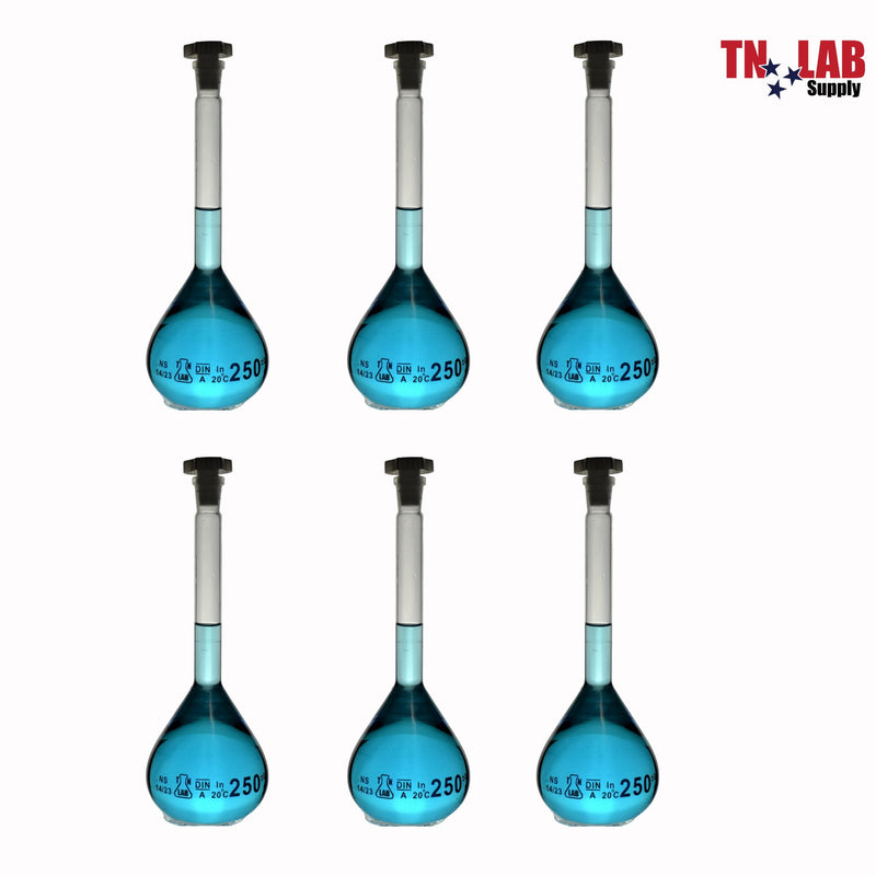 TN LAB Supply Volumetric Flask Borosilicate Glass 100ml 6-Pack
