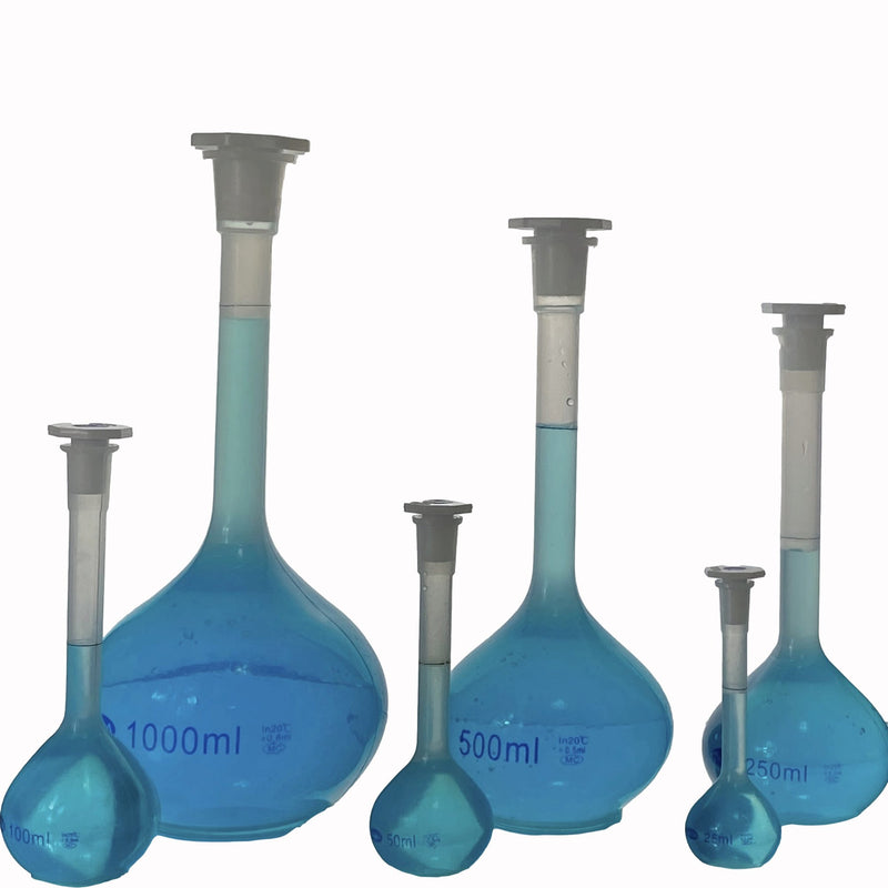 Volumetric Flask Polypropylene Set of 6 (25ml - 50ml - 100ml - 250ml - 500ml - 1000ml)