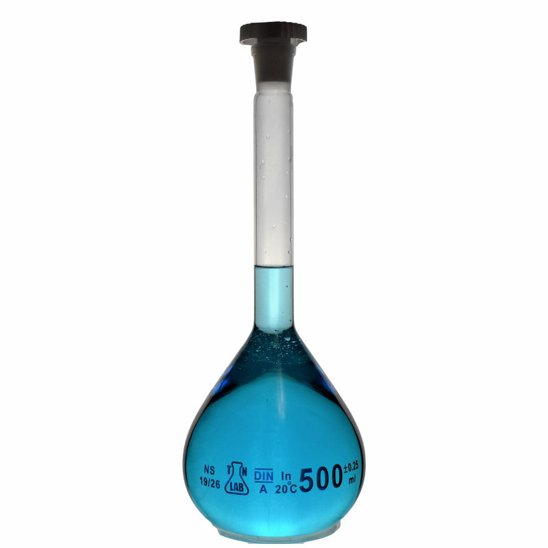 TN LAB Supply Volumetric Flask 500ml Borosilicate 3.3 Glass